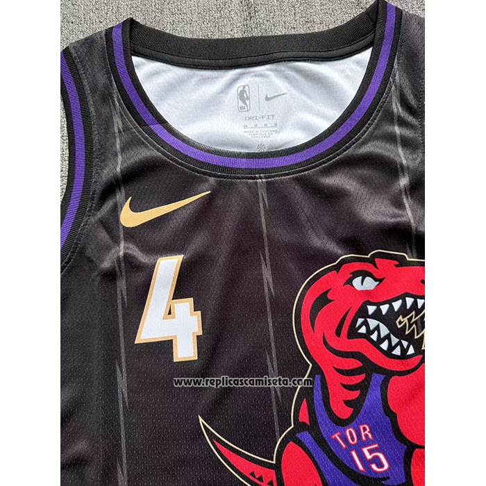 Camiseta Toronto Raptors Scottie Barnes #4 Ciudad 2024-25 Negro